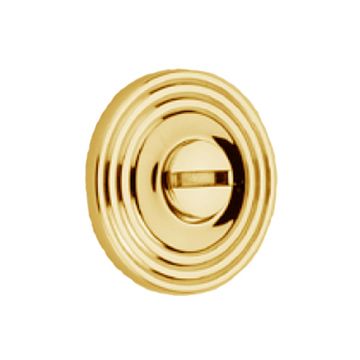 Emergency Coin Release 32mm Concealed Reeded Rose Polished Brass Lacquered