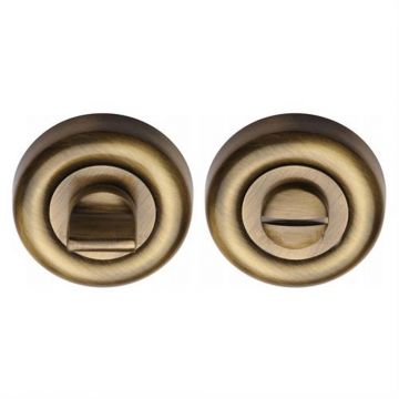 Round Bathroom Privacy Turn & Release 53 mm Brushed Antique Brass Lacquered