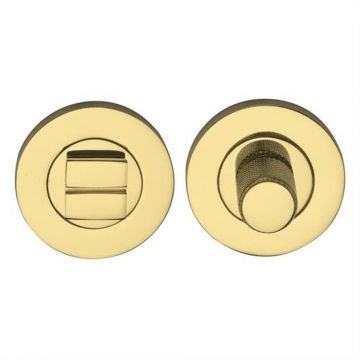 Vilamoura Knurled Privacy Thumbturn and Emergency Release 53 mm Polished Brass Lacquered
