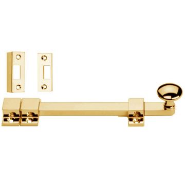Skeleton Bolt Heavy Pattern with Bun Top 150 mm Polished Brass Lacquered
