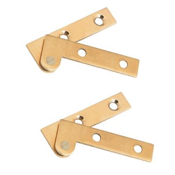 Corner Pivot Hinges 250 Degrees Lay on Door Polished Brass Lacquered