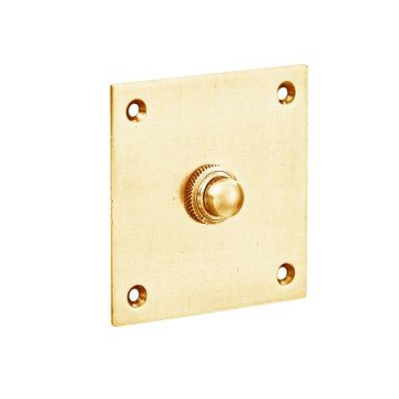 Bell Push 76 x 76 mm Polished Brass Lacquered