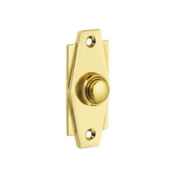 Art Deco Bell Push 76 mm Polished Brass Lacquered