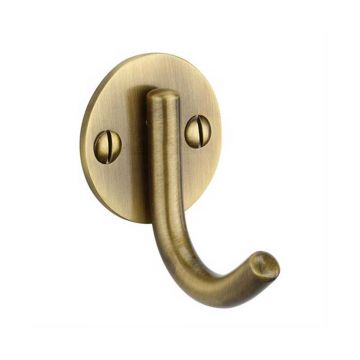 Coat Hook Brushed Antique Brass Lacquered