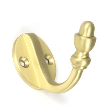 Period Coat Hook Aged Brass Unlacquered