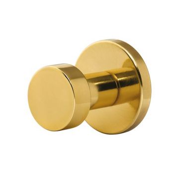 Button Single Robe Hook Polished Brass Lacquered