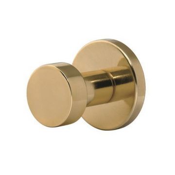 Button Single Robe Hook Satin Brass Lacquered