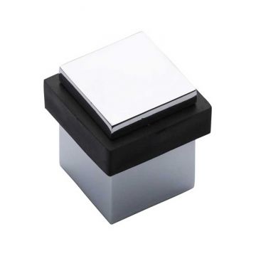 Square Floor Mounted Door Stop Polished Chrome Plate