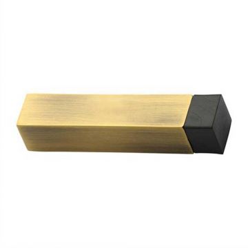 Square Wall Mounted Door Stop 76 mm Brushed Antique Brass Lacquered