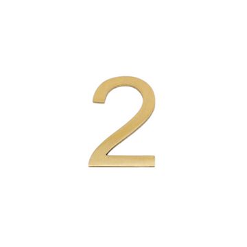 Arial Font Pin Fix Door Numeral 76 mm Polished Brass Lacquered