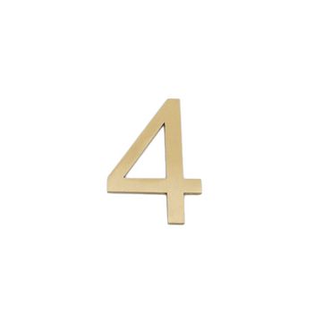 Arial Font Pin Fix Door Numeral 76 mm Polished Brass Lacquered