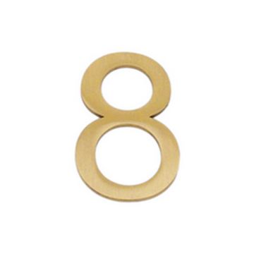 Arial Font Pin Fix Numeral 76 mm Polished Brass Lacquered