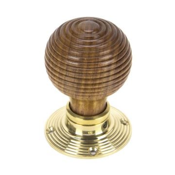 Rosewood Beehive Door Knobs with Brass Unlacquered Roses