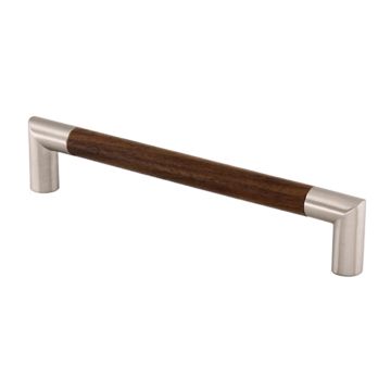 Angle Walnut Cabinet Pull 208 mm Satin Stainless Steel