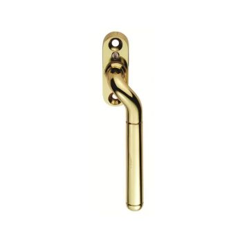 Cranked Locking Espagnolette Handle Right Hand Polished Brass Lacquered