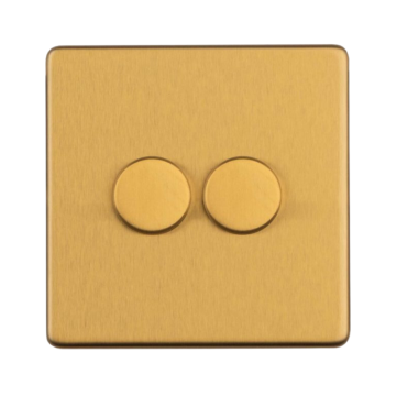 E-Lite Concealed 3 mm 2 Gang 2 Way Led Dimmer Satin Brass Lacquered