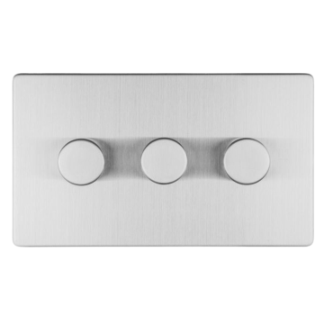 E-Lite Concealed 3 mm 3 Gang 2 Way Led Dimmer Satin Stainless Steel
