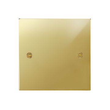 Single Blank Plate Square Corners Polished Brass Lacquered