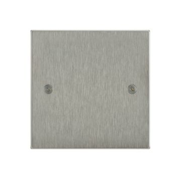 Single Blank Plate Square Corners Satin Stainless Steel