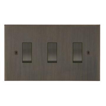 3 Gang Rocker Switch Square Corner Chocolate Bronze Lacquered