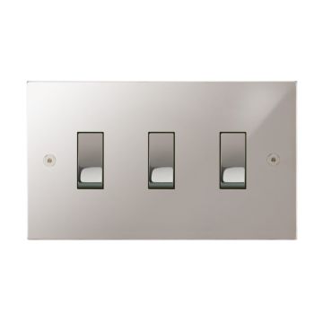 3 Gang Rocker Switch Square Corner Polished Stainless Steel