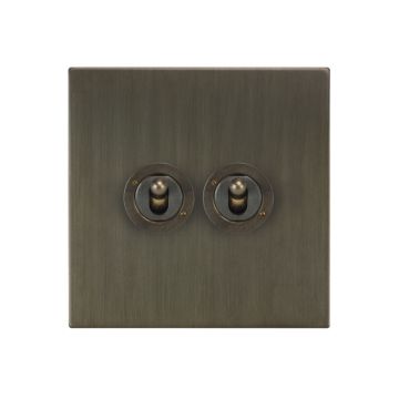 2 Gang Dolly Switch Square Corner Chocolate Bronze Lacquered