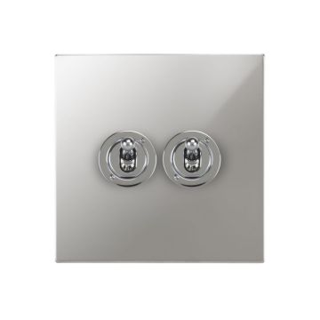 2 Gang Dolly Switch Square Corner Polished Chrome Plate