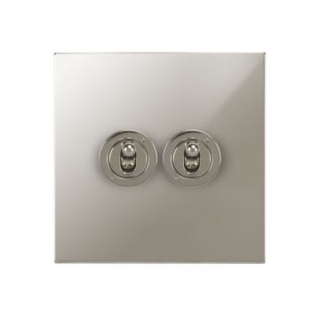 2 Gang Dolly Switch Square Corner Polished Nickel Plate