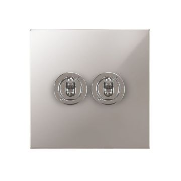 2 Gang Dolly Switch Square Corner Polished Stainless Steel