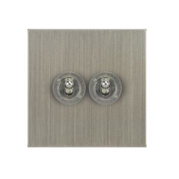 2 Gang Dolly Switch Square Corner Satin Nickel Plate