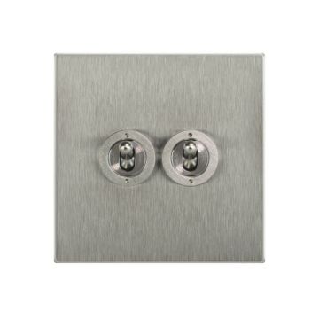 2 Gang Dolly Switch Square Corner Satin Stainless Steel