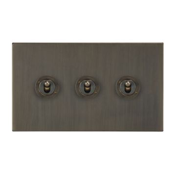 3 Gang Dolly Switch Square Corner Chocolate Bronze Lacquered