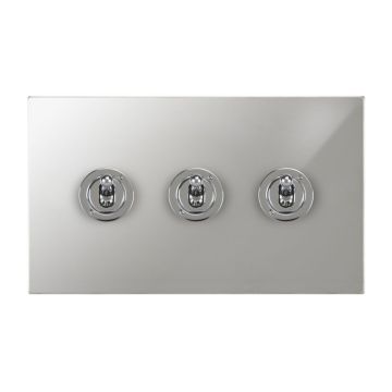 3 Gang Dolly Switch Square Corner Polished Chrome Plate
