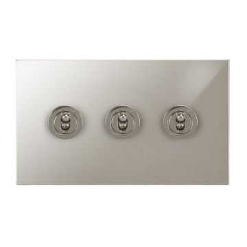 3 Gang Dolly Switch Square Corner Polished Nickel Plate