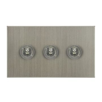3 Gang Dolly Switch Square Corner Satin Nickel Plate