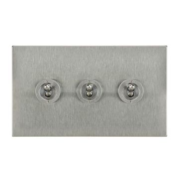3 Gang Dolly Switch Square Corner Satin Stainless Steel