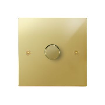 1 Gang 400w Dimmer Switch Square Corner Polished Brass Lacquered