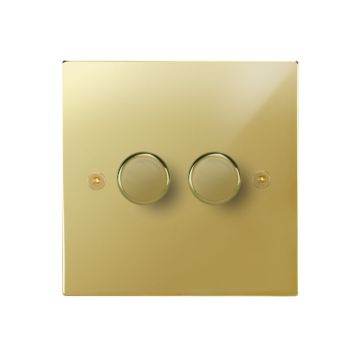 2 Gang 400w Dimmer Switch Square Corner Polished Nickel Plate