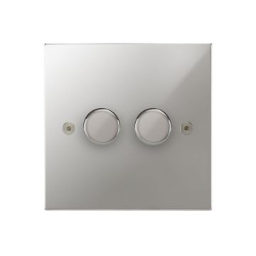 2 Gang 400w Dimmer Switch Square Corner Polished Nickel Plate