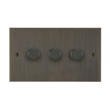 3 Gang Dimmer Switch Square Corner Chocolate Bronze Lacquered