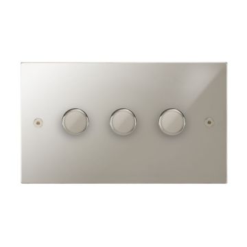 3 Gang Dimmer Switch Square Corner Polished Nickel Plate