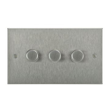 3 Gang Dimmer Switch Square Corner Satin Stainless Steel
