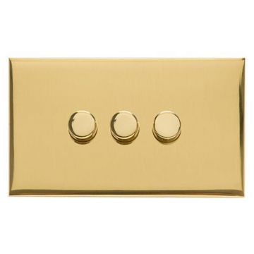 Winchester 3 Gang 2 Way 200W Trailing Edge Dimmer Polished Brass Lacquered
