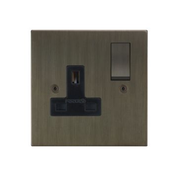 1 Gang 13 amp Switched Socket Square Corner Chocolate Bronze Lacquered