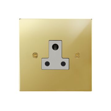 Unswitched Socket 5 amp Square Corner Polished Brass Lacquered