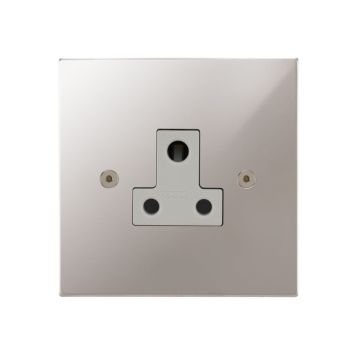 Unswitched Socket 5 amp Square Corner Polished Stainless Steel