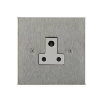 Unswitched Socket 5 amp Square Corner Satin Stainless Steel