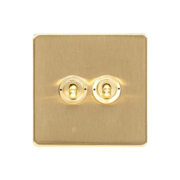Heritage Studio 2 Gang Dolly Switch Satin Brass Lacquered