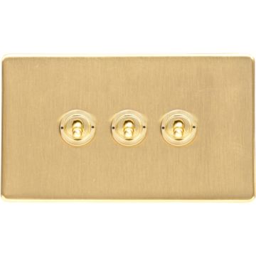 Heritage Studio 3 Gang Dolly Switch Satin Brass Lacquered