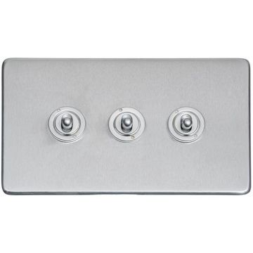Heritage Studio 3 Gang Dolly Switch Polished Chrome Plate